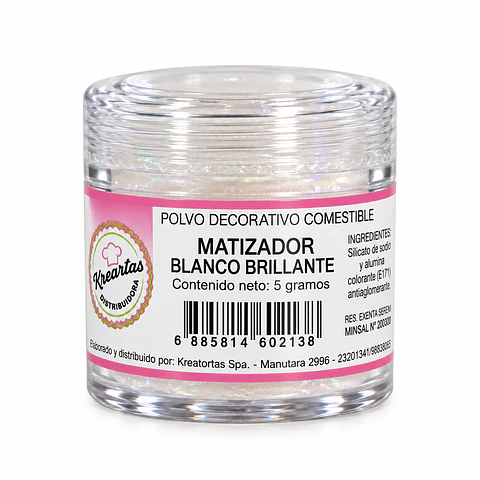 Polvo Decorativo Comestible Blanco Brillante