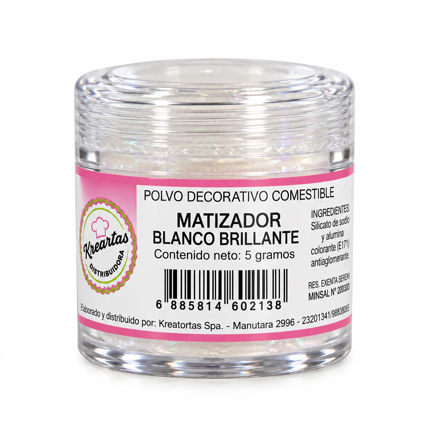 Polvo Decorativo Comestible Blanco Brillante 1