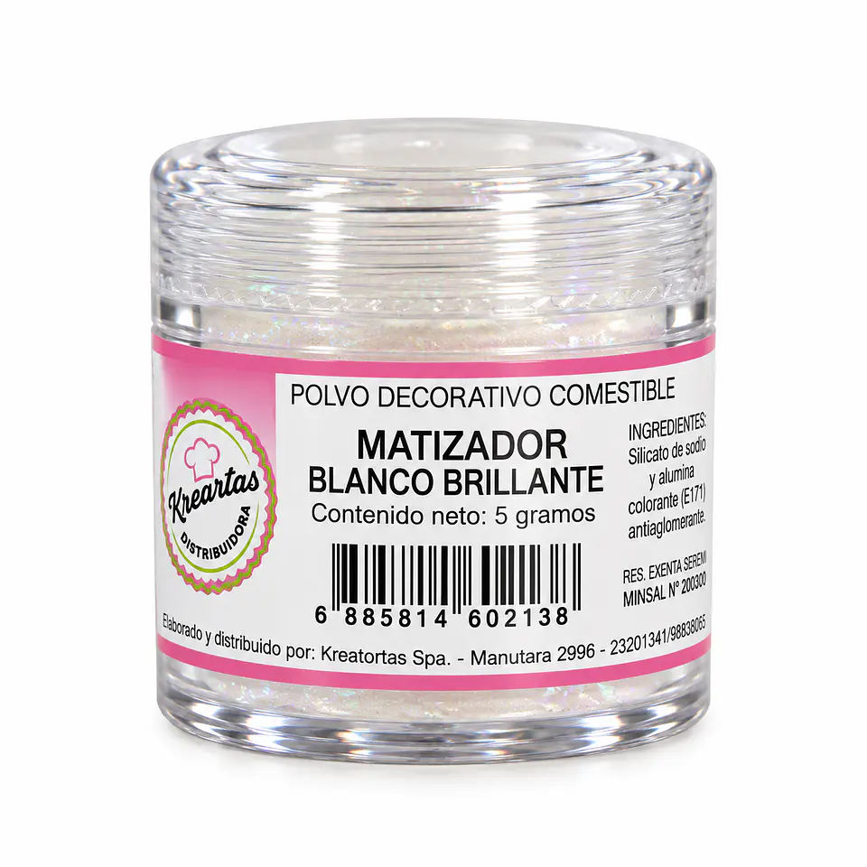 Polvo Decorativo Comestible Blanco Brillante 1