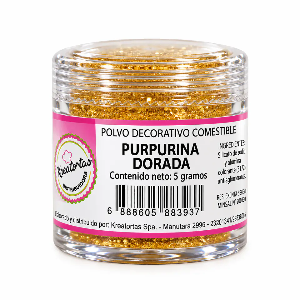 Polvo Decorativo Comestible Purpurina Dorada 1