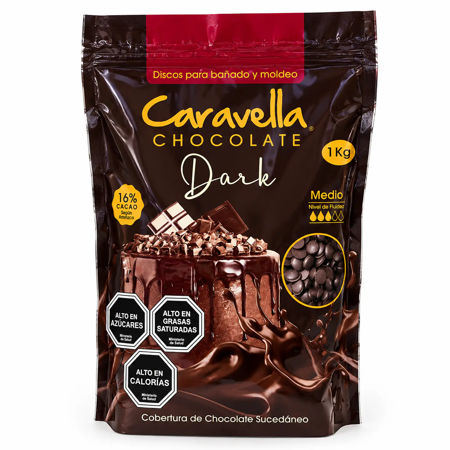 Cobertura de Chocolate Caravella Dark 16% Cacao 1 kg 1