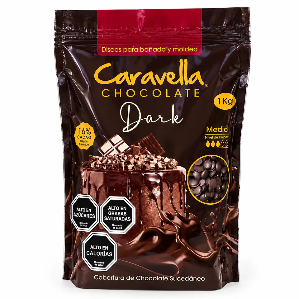 Cobertura de Chocolate Caravella Dark 16% Cacao 1 kg 1