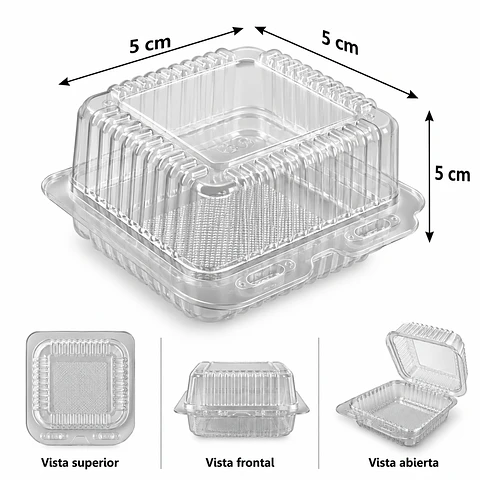 Envase Clamshell Transparente 5x5x5 cm 10 uni