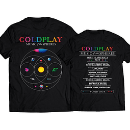 Polera Coldplay - Music Of The Spheres  Fechas Sudamerica