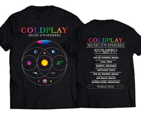 Polera Coldplay - Music Of The Spheres  Fechas Sudamerica | Indie Rock