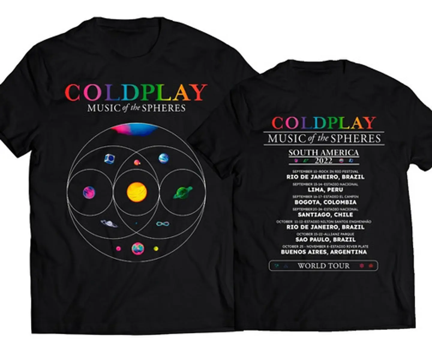 Polera Coldplay - Music Of The Spheres  Fechas Sudamerica | Indie Rock 1