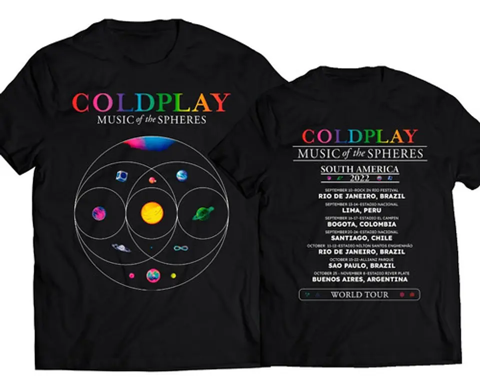 Polera Coldplay - Music Of The Spheres  Fechas Sudamerica | Indie Rock 1