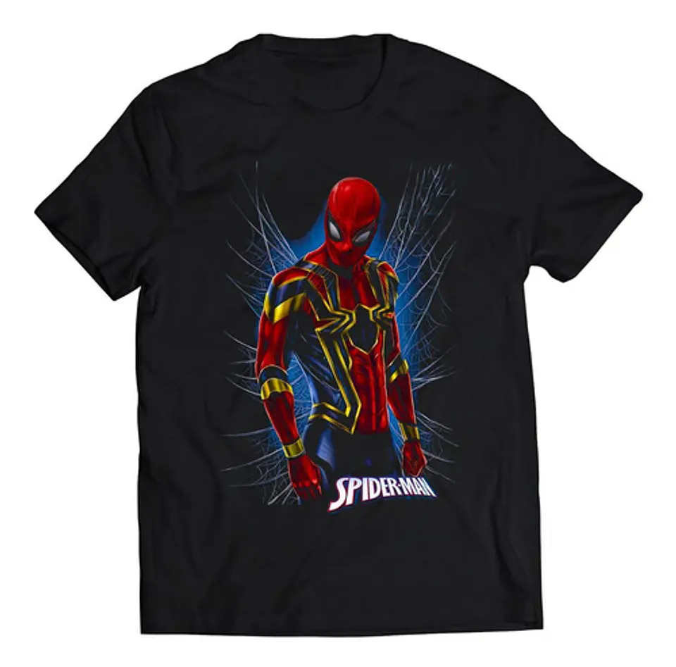 Polera Marvel Spider-man - Fondo Telaraña Azúl | Música 1