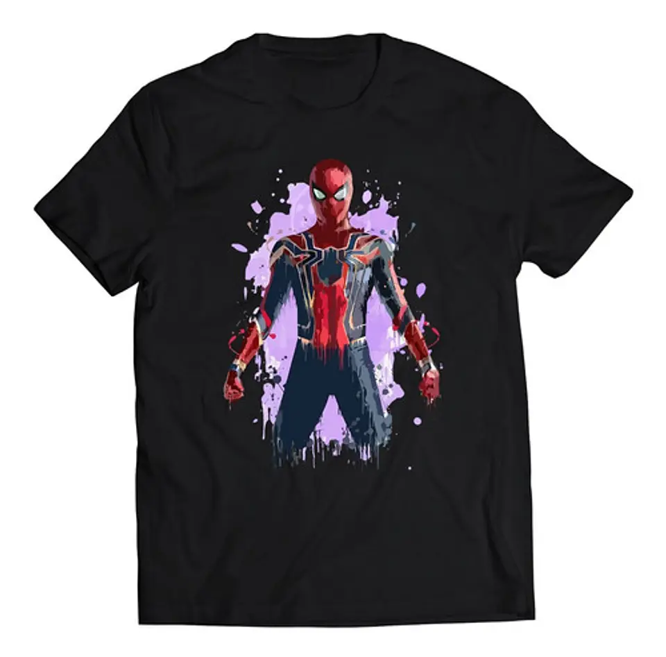 Polera Marvel Spider-man - Fondo Acuarela Morado | Música 1
