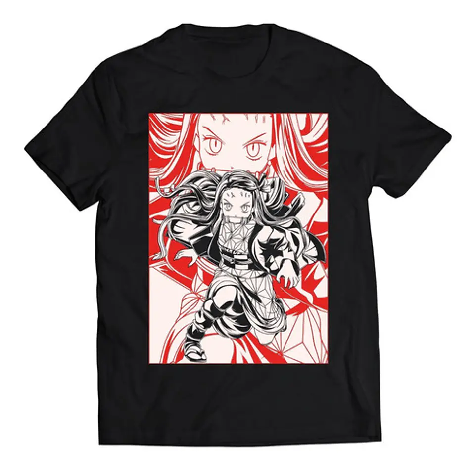 Polera Demon Slayer Nezuko Fondo Rojo | Anime Japonés 1
