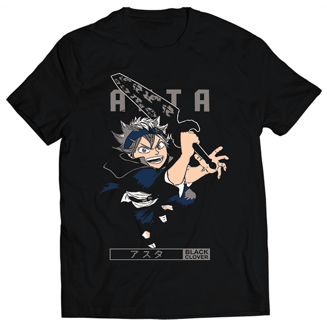 Polera Anime - Black Clover Asta Grey