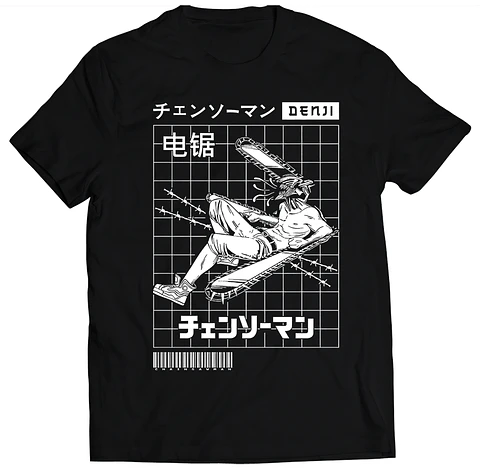 Polera Chainsaw Man - Denji Barras | Anime Japonés