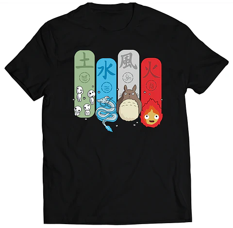 Polera Estudio Ghibli - 4 Elementos | Anime Japonés