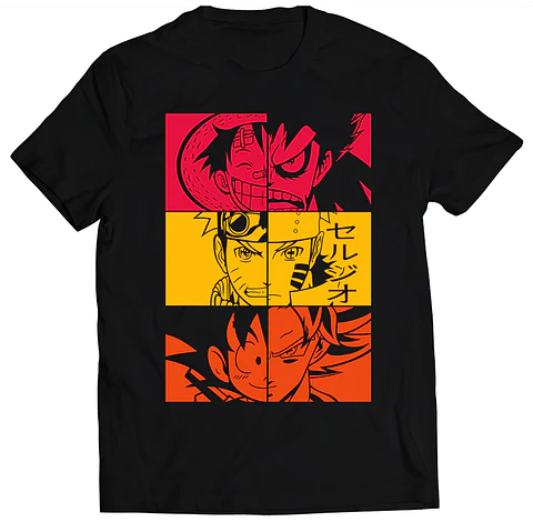 Polera Legendas Anime - Luffy, Naruto, Goku | Anime Japonés