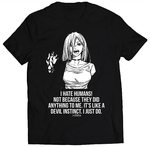 Polera Chainsaw Man - Power Hates Humans | Anime Japonés