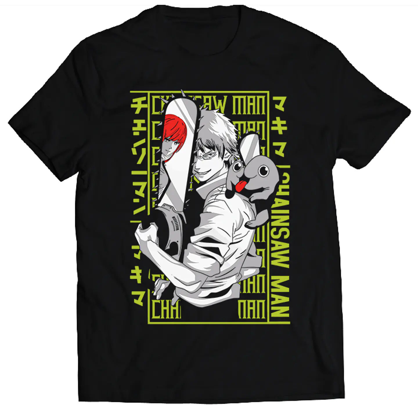 Polera Chainsaw Man - Denji / Pochita Verde | Anime Japonés 1