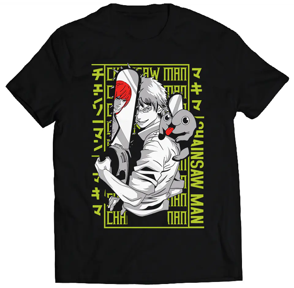 Polera Chainsaw Man - Denji / Pochita Verde | Anime Japonés 1