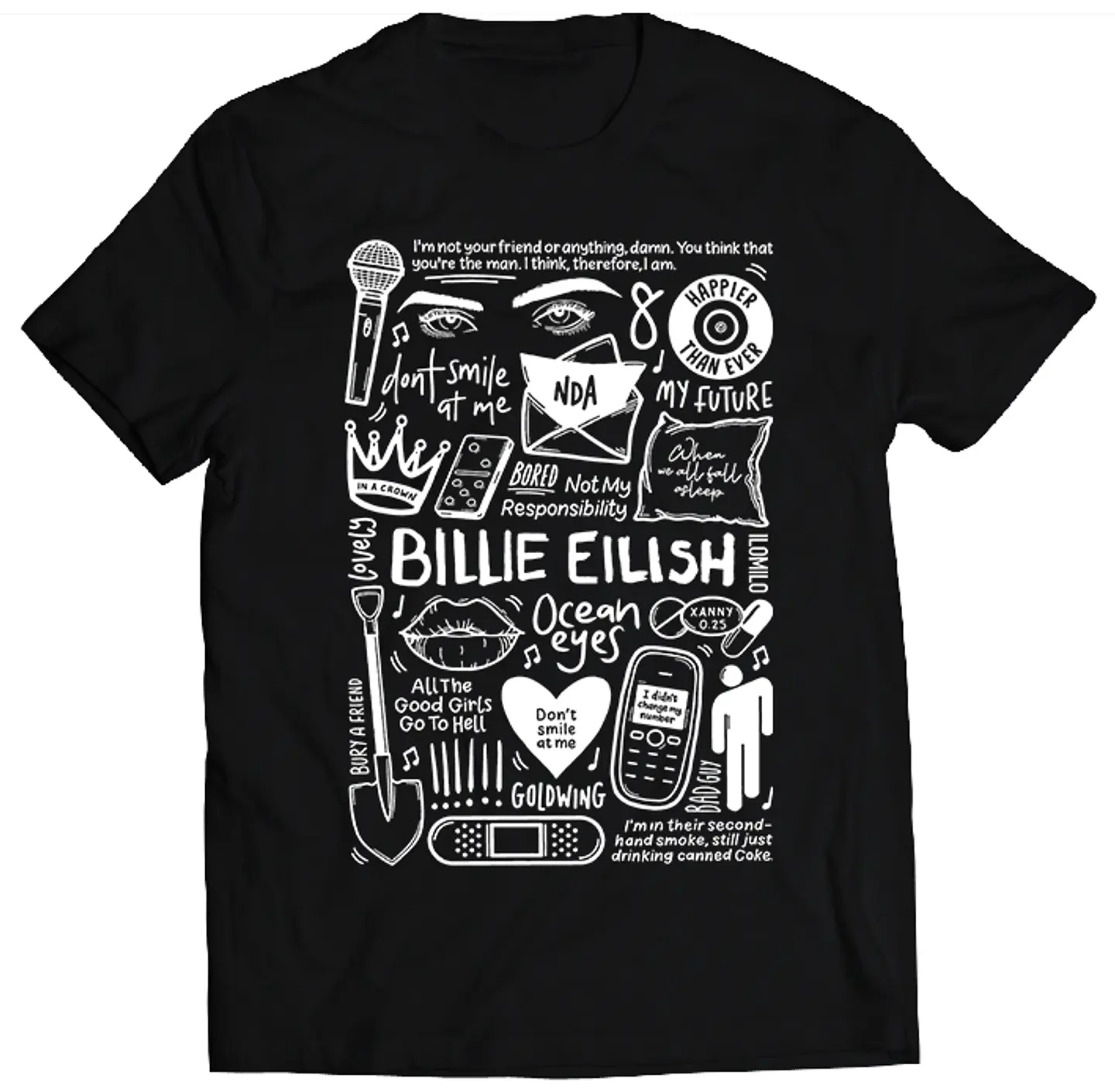 Polera Billie Eilish - Temazos White | Música Pop 1