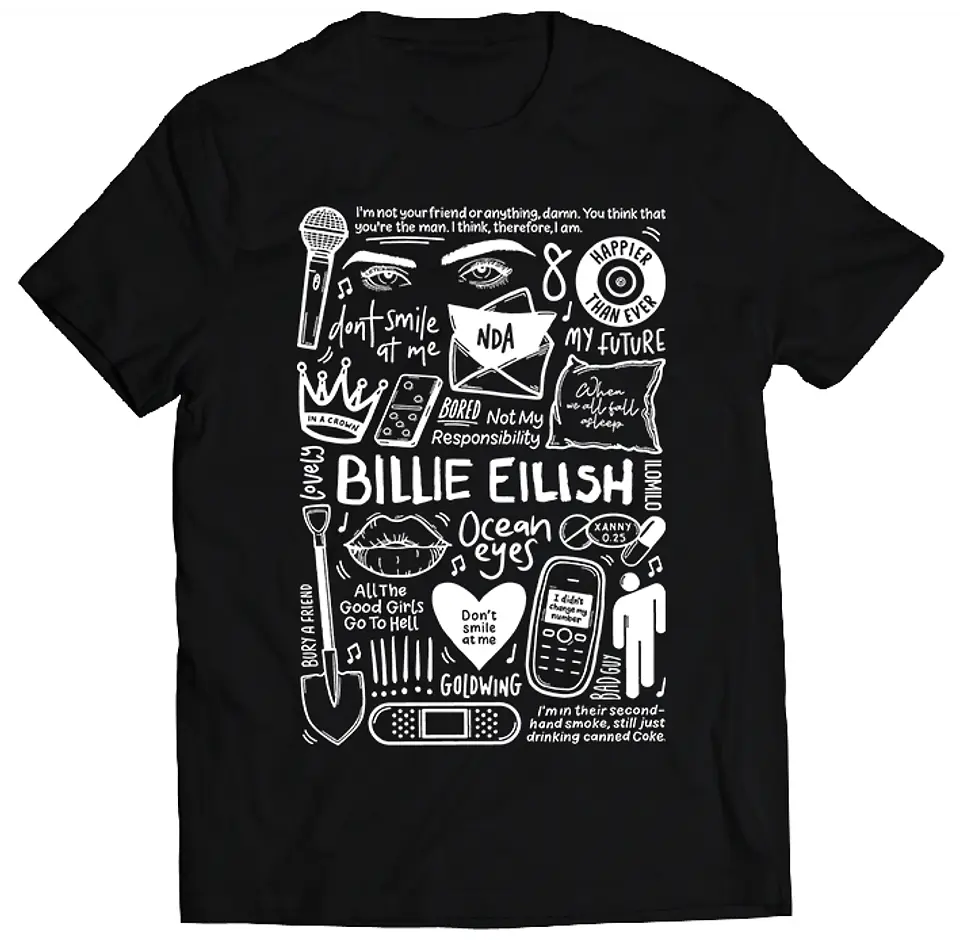 Polera Billie Eilish - Temazos White | Música Pop 1