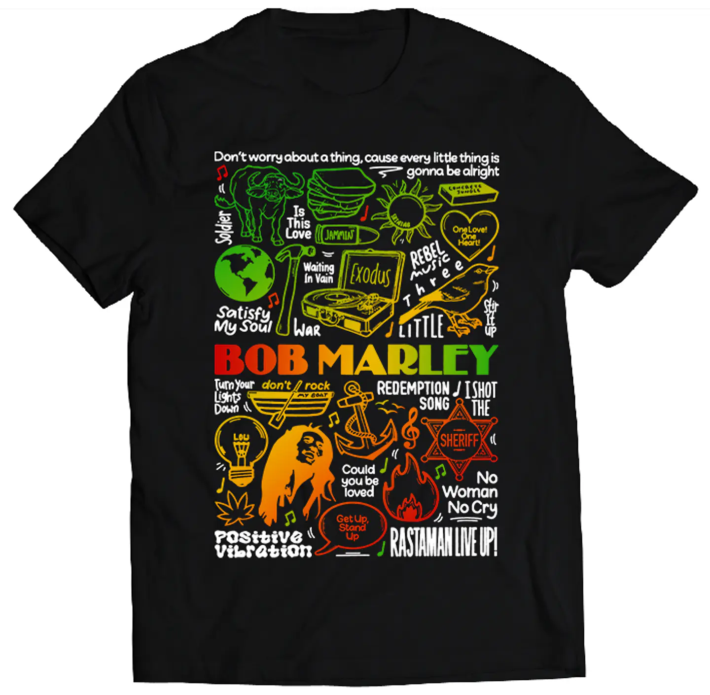 Polera Bob Marley - Temazos Tricolor | Música 1