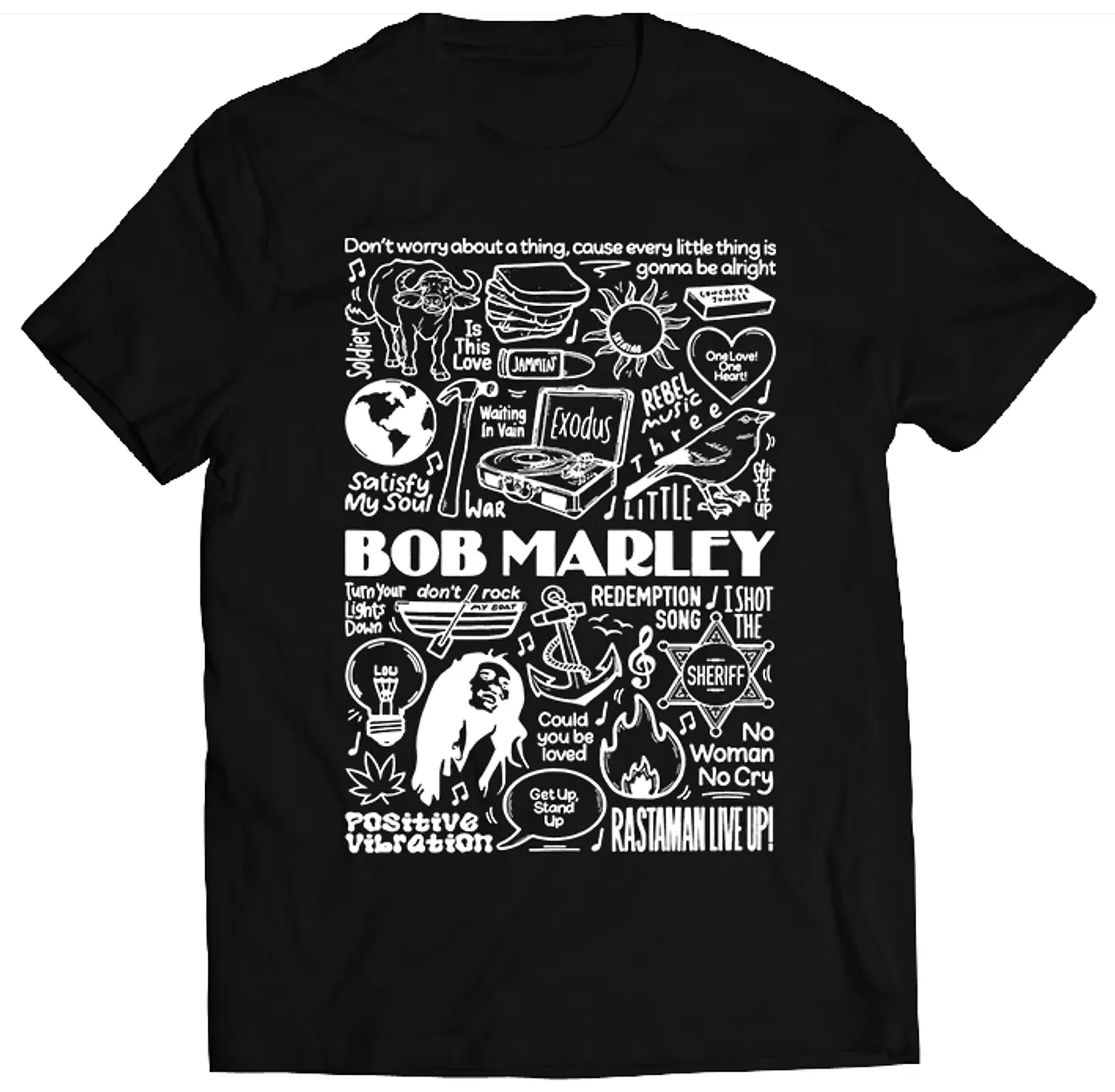 Polera Bob Marley - Temazos White | Música 1