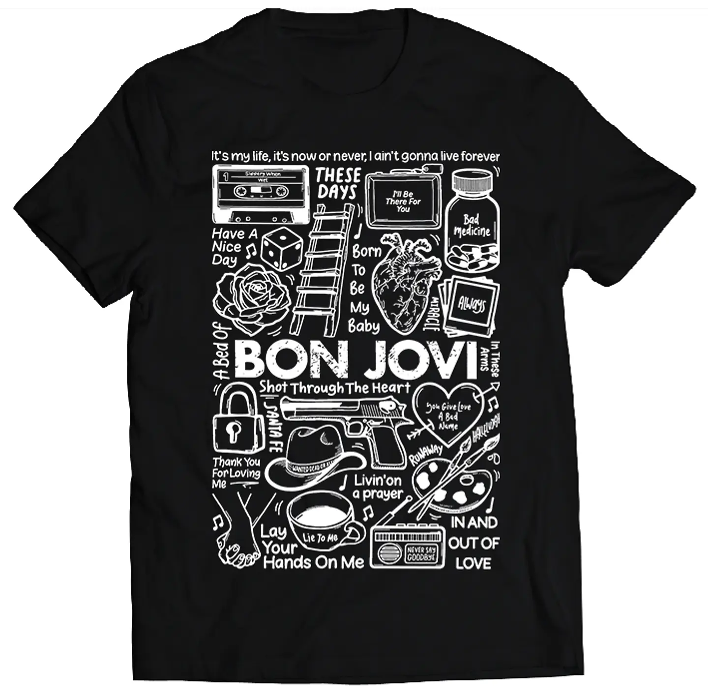 Polera Bon Jovi - Temazos White | Rock 1
