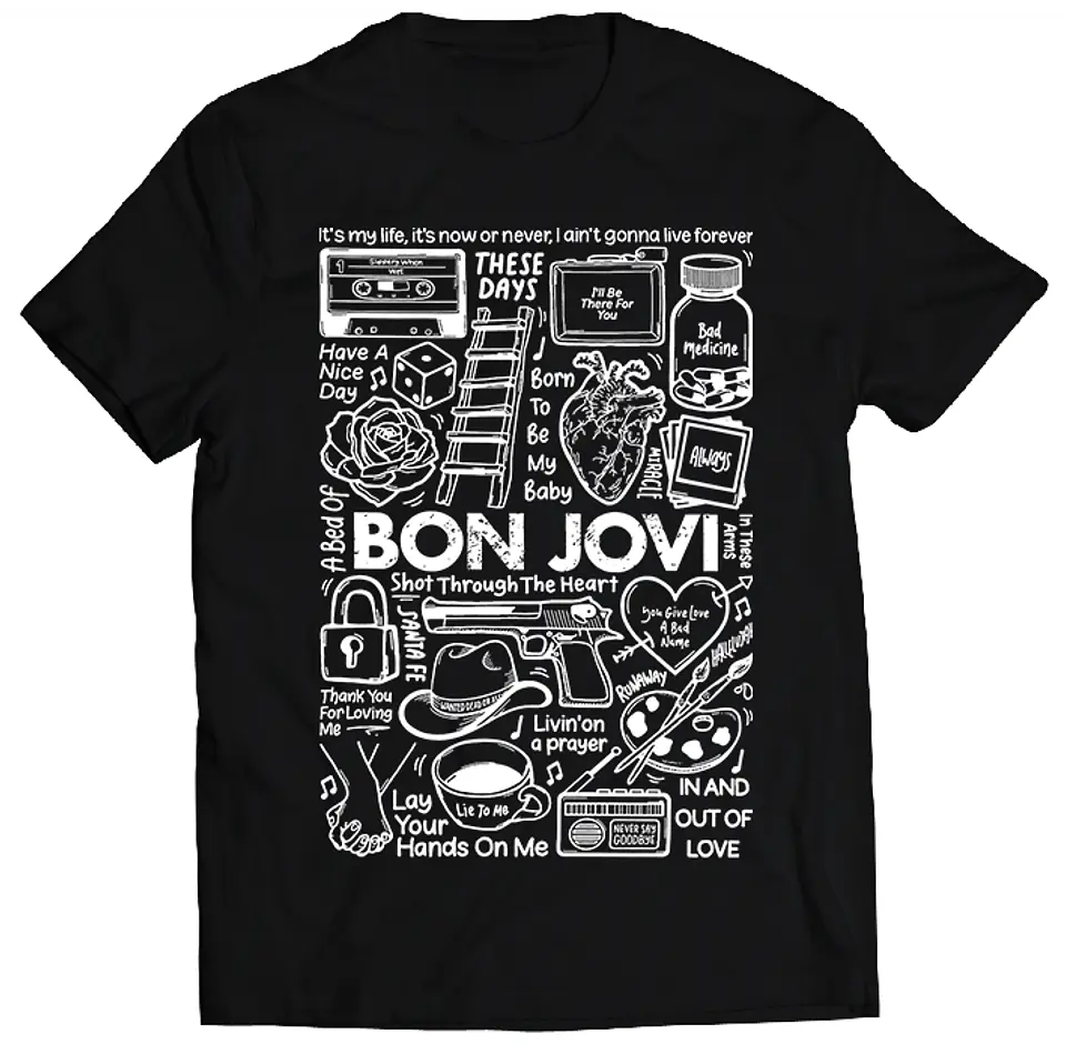 Polera Bon Jovi - Temazos White | Rock 1