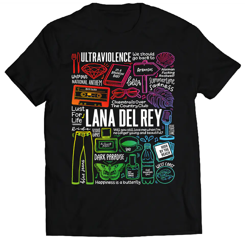 Polera Lana del Rey - Temazos Rainbow | Música Pop 1