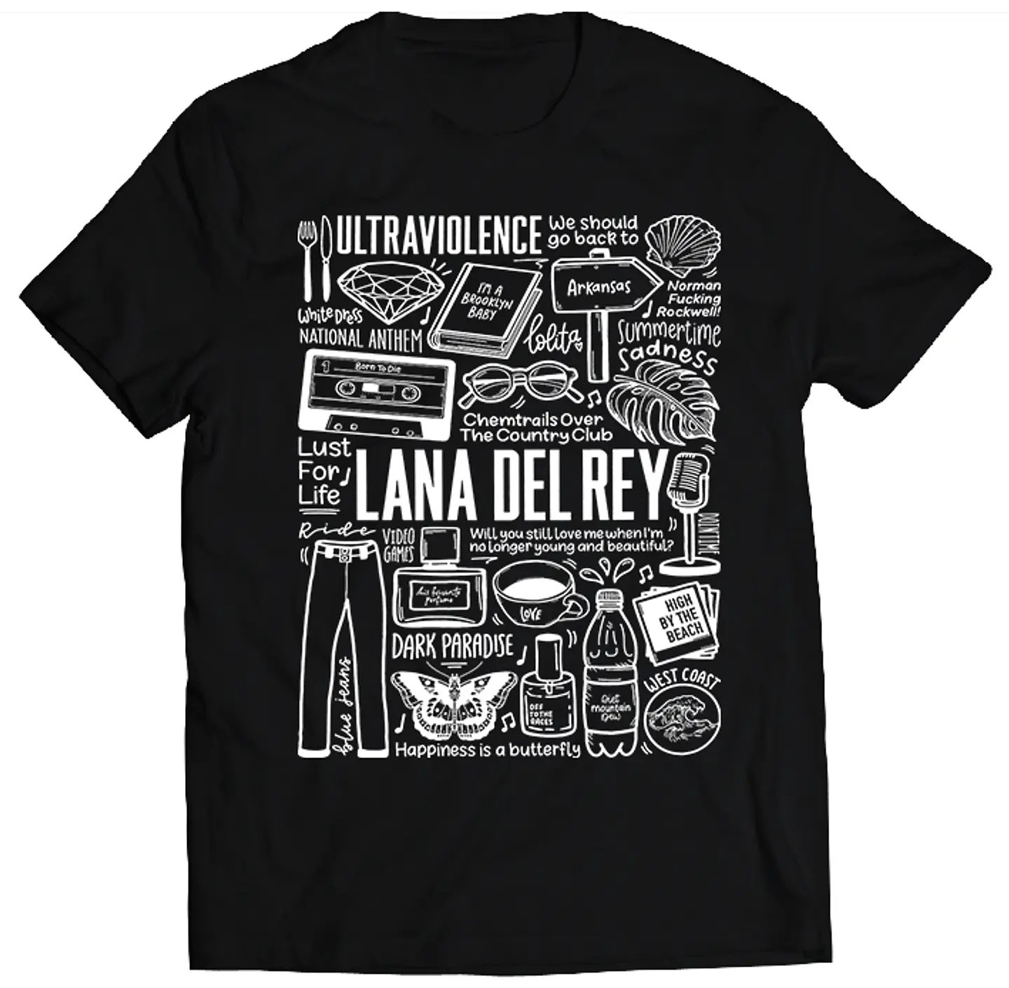 Polera Lana del Rey - Temazos White | Música Pop 1