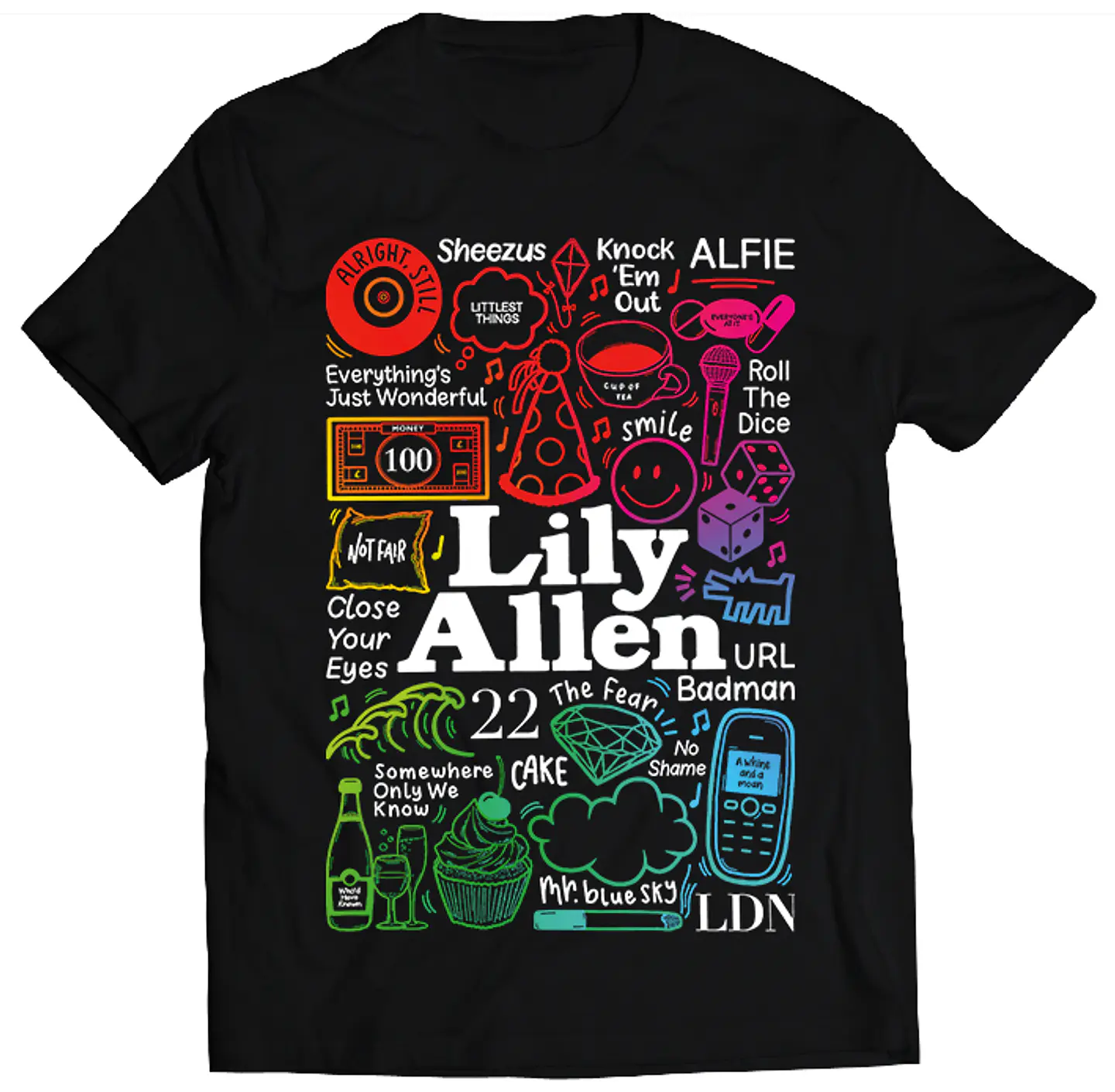 Polera Lily Allen - Temazos Rainbow | Música Pop 1