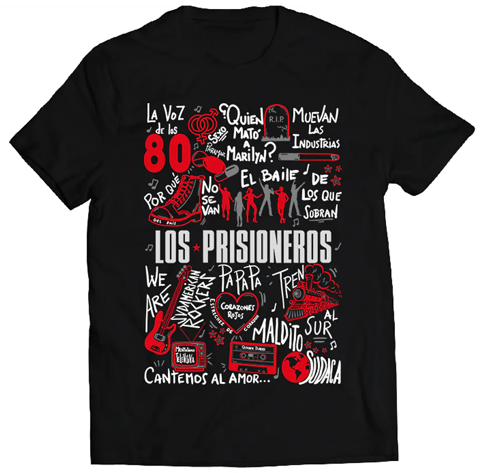 Polera Los Prisioneros - Temazos Rojo/Plomo | Rock 1