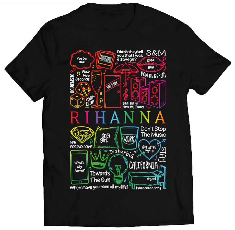 Polera Rihanna - Temazos Rainbow | Música Pop 1