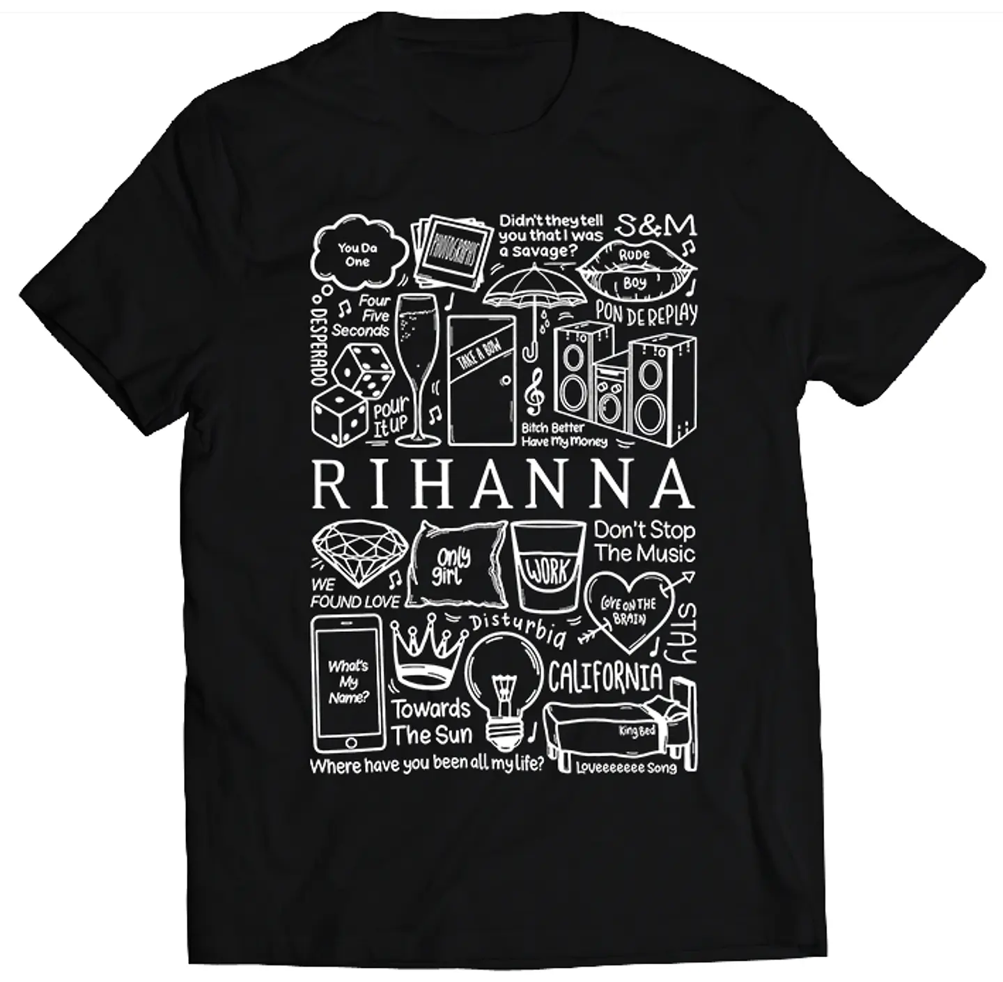 Polera Rihanna - Temazos White | Música Pop 1