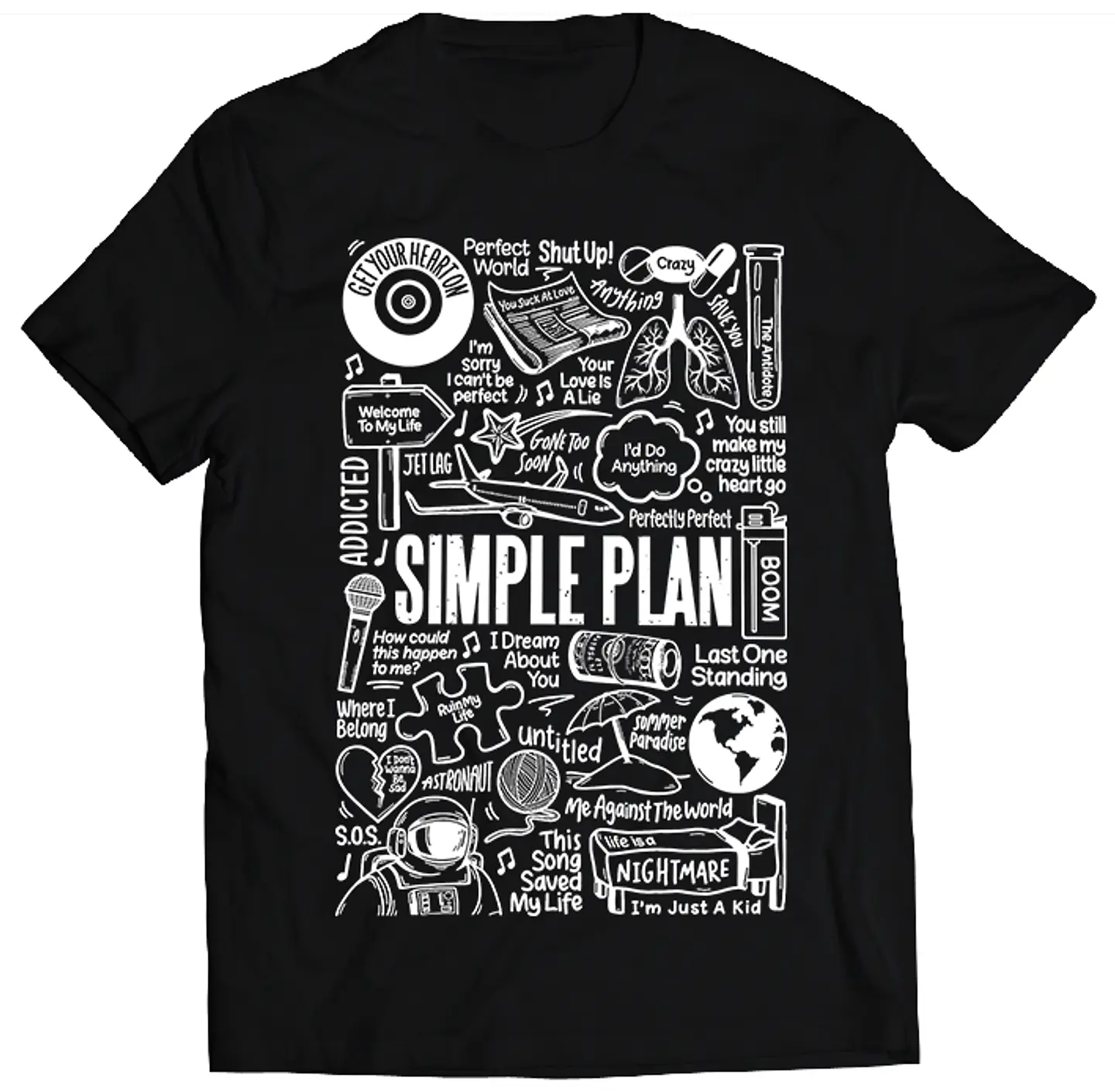 Polera Simple Plan - Temazos White | Música Pop 1