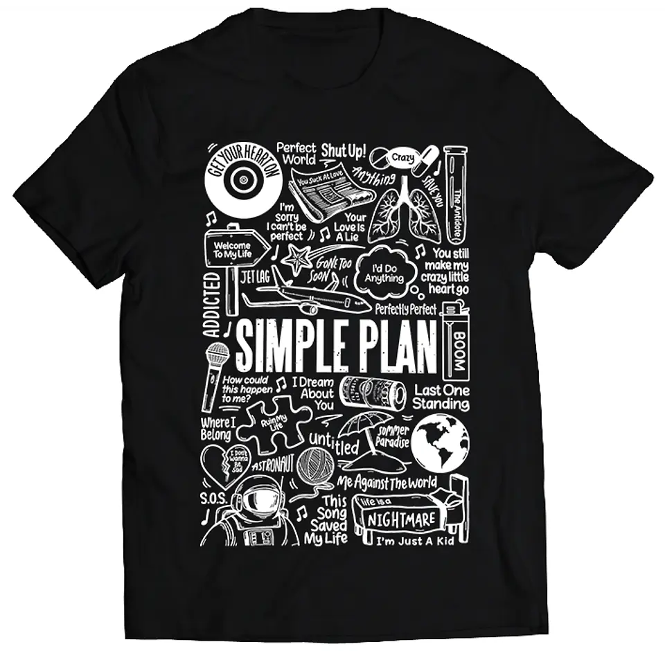 Polera Simple Plan - Temazos White | Música Pop 1