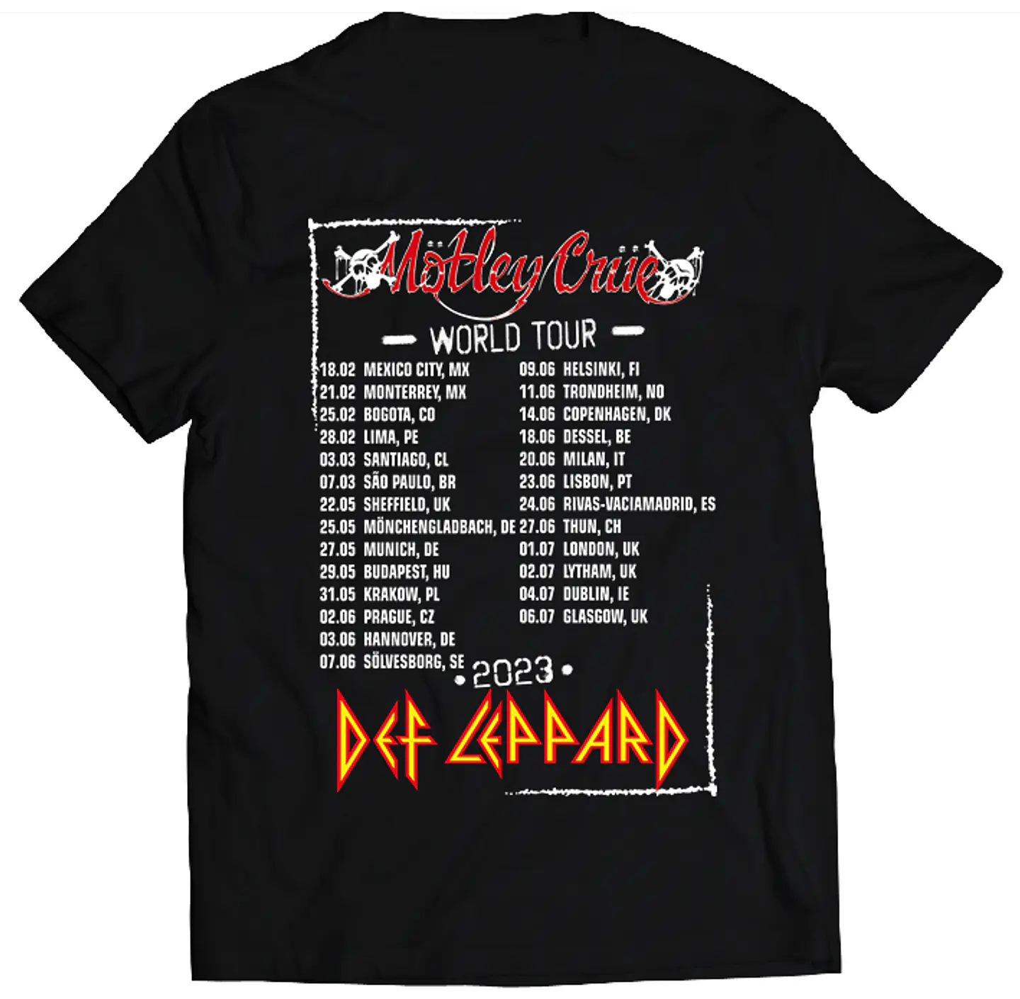 Polera Mötley Crüe / Def Leppard - World Tour 2023 Fechas | Rock 3