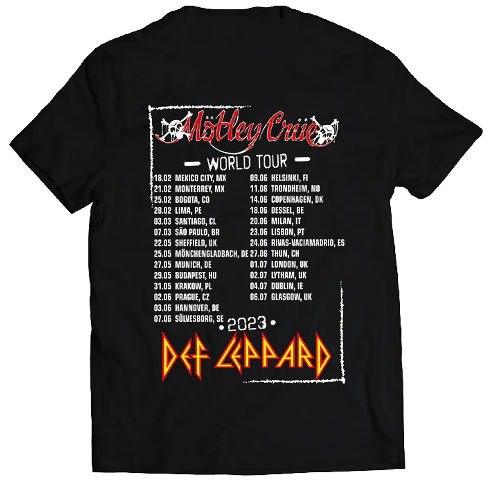 Polera Mötley Crüe / Def Leppard - World Tour 2023 Fechas | Rock 3