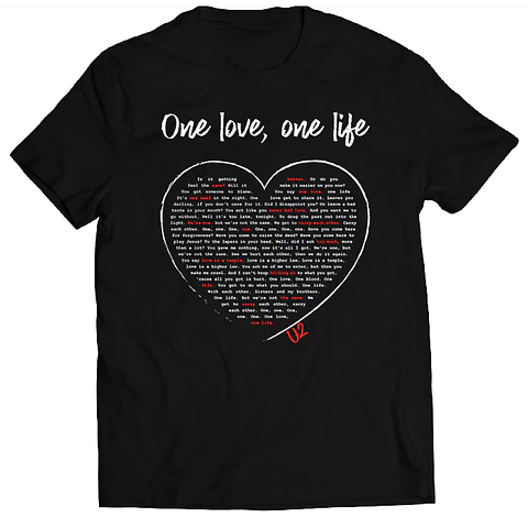 Polera U2 - One Love, One Life Letra | Rock