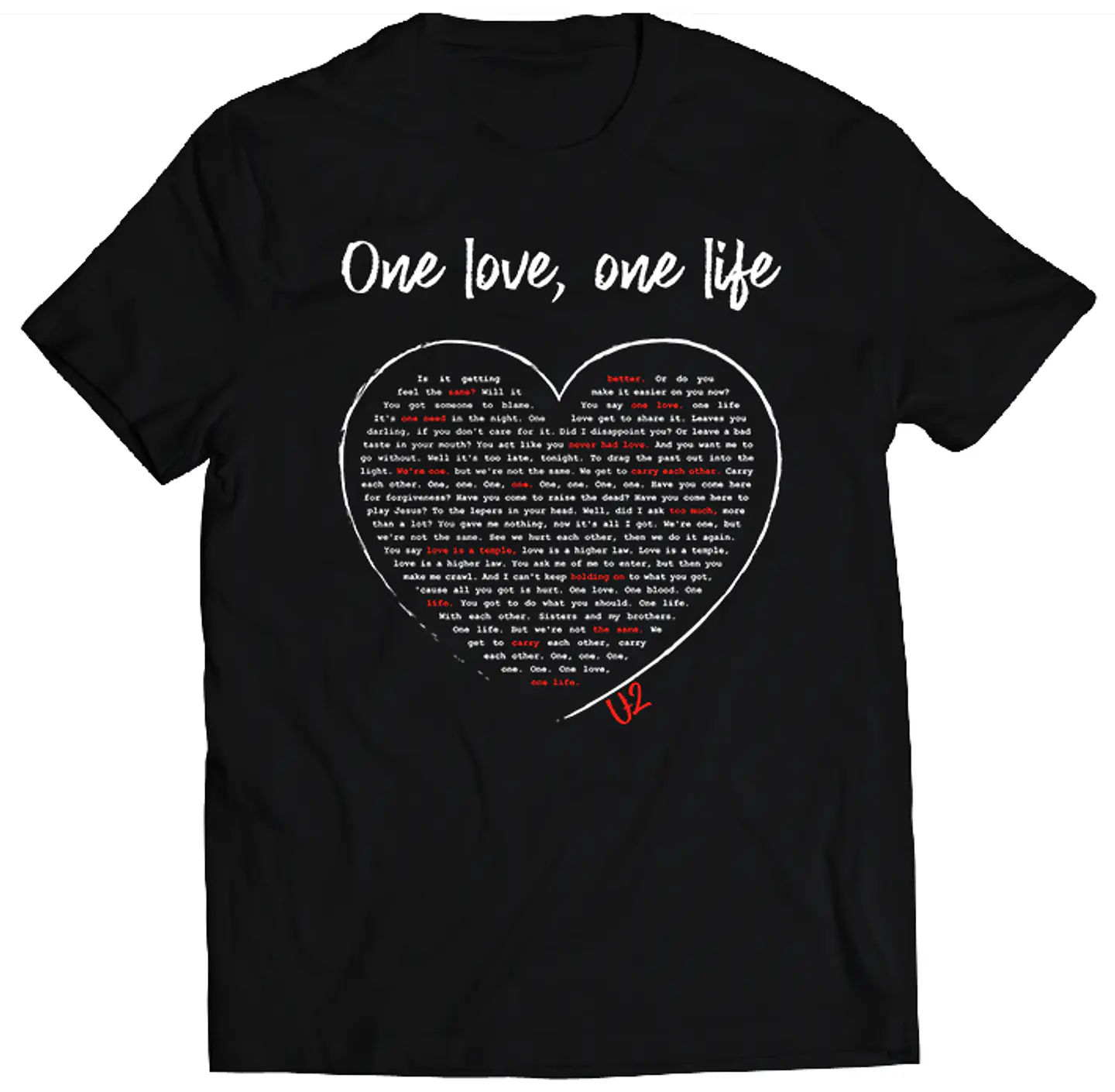 Polera U2 - One Love, One Life Letra | Rock 1
