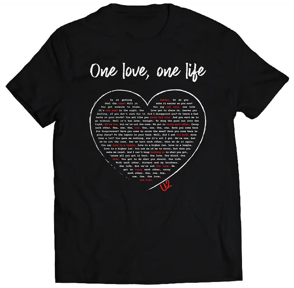 Polera U2 - One Love, One Life Letra | Rock 1