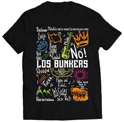 Polera Los Bunkers Canciones - Temazos Color | Polera Rock Chileno