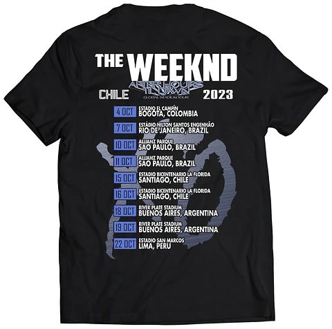 Polera The Weeknd - Fechas Chile Tour 2023 | Música Pop