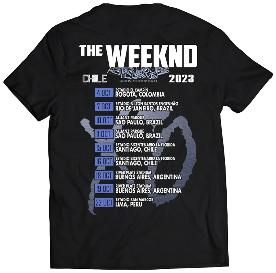 Polera The Weeknd - Fechas Chile Tour 2023 | Música Pop 2