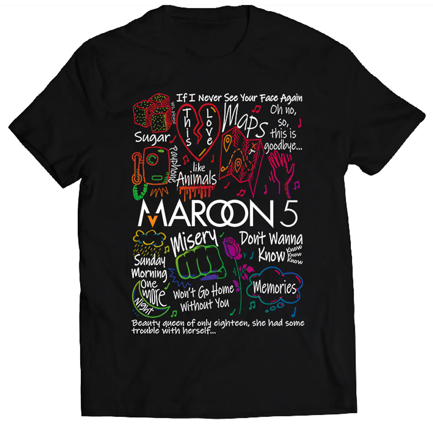 Polera Maroon 5 - Temazos Rainbow | Música Pop 1