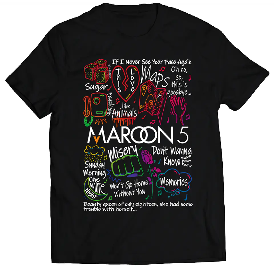 Polera Maroon 5 - Temazos Rainbow | Música Pop 1