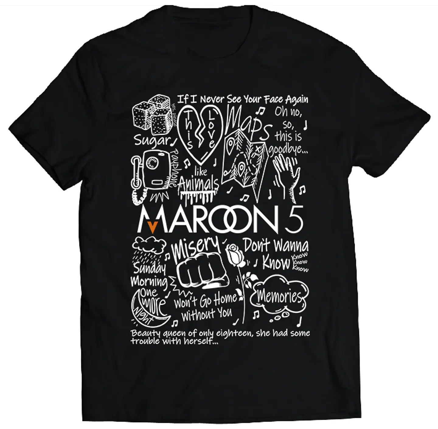 Polera Maroon 5 - Temazos White | Música Pop 1