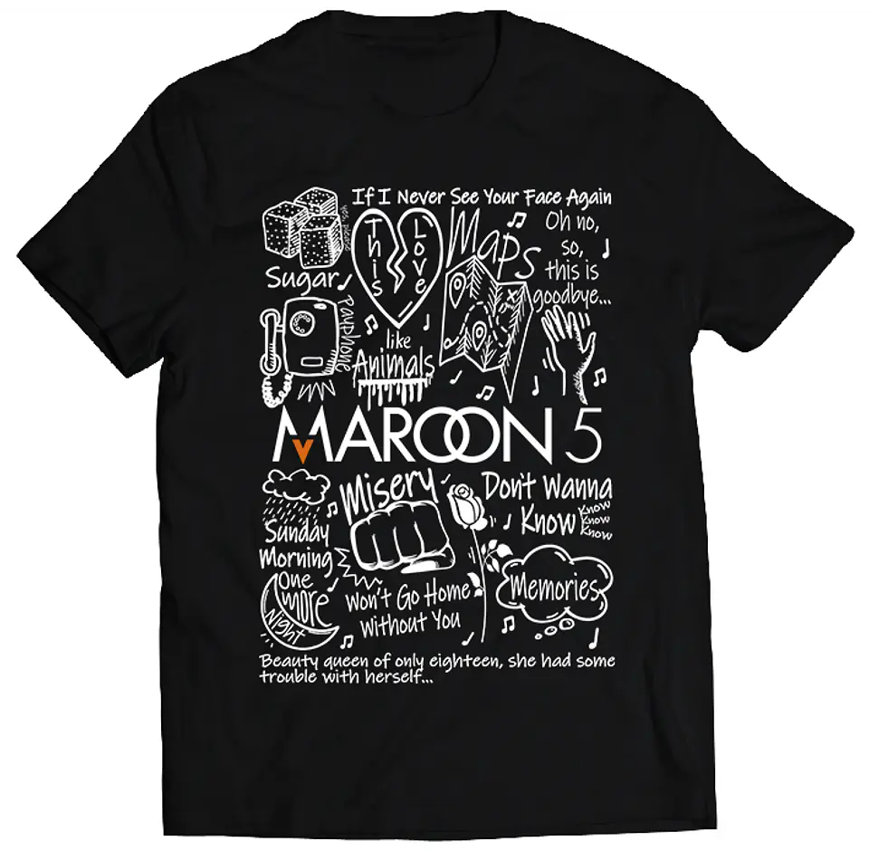 Polera Maroon 5 - Temazos White | Música Pop 1