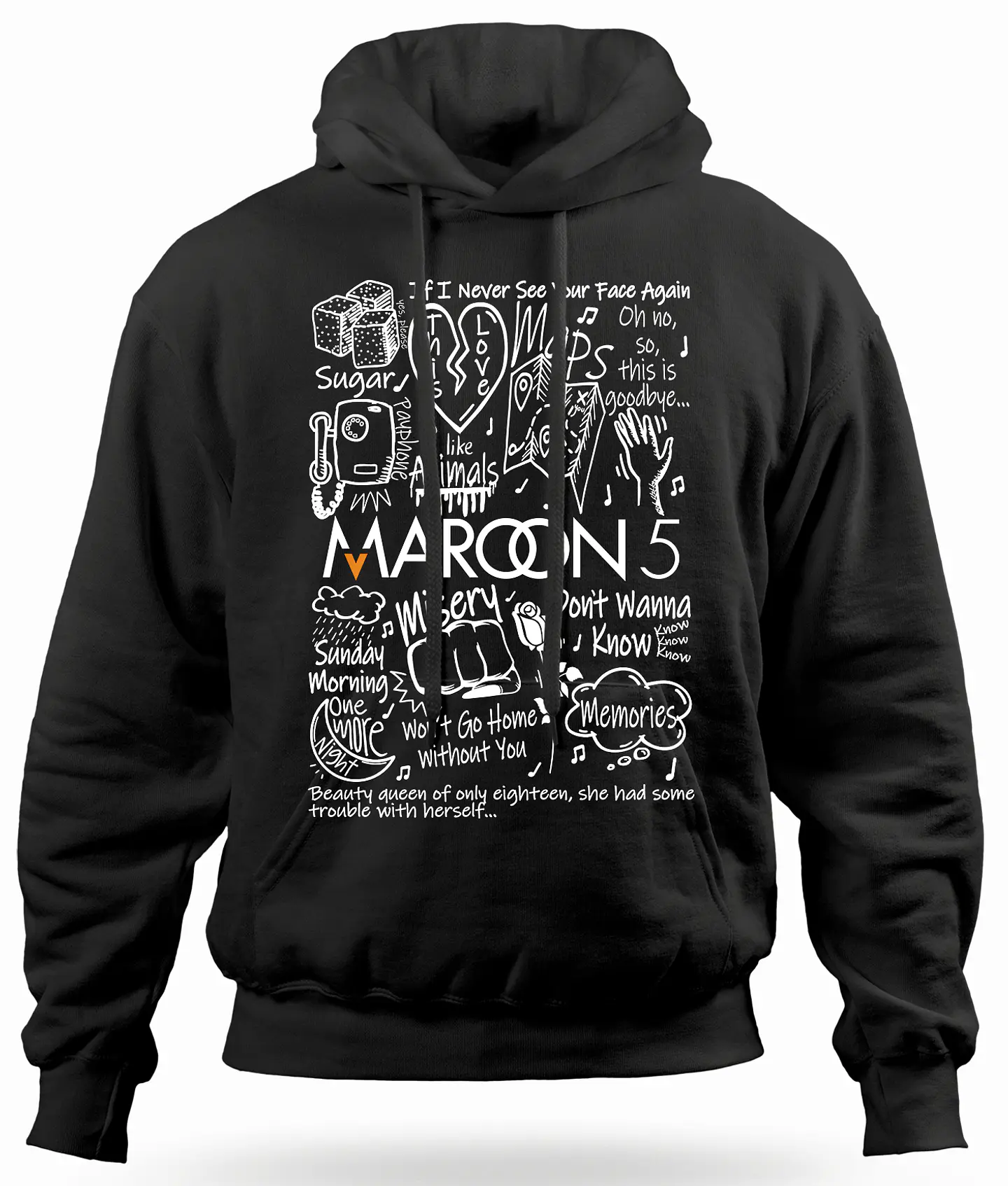 Polerón Canguro Maroon 5 - Temazos White | Música Pop 1