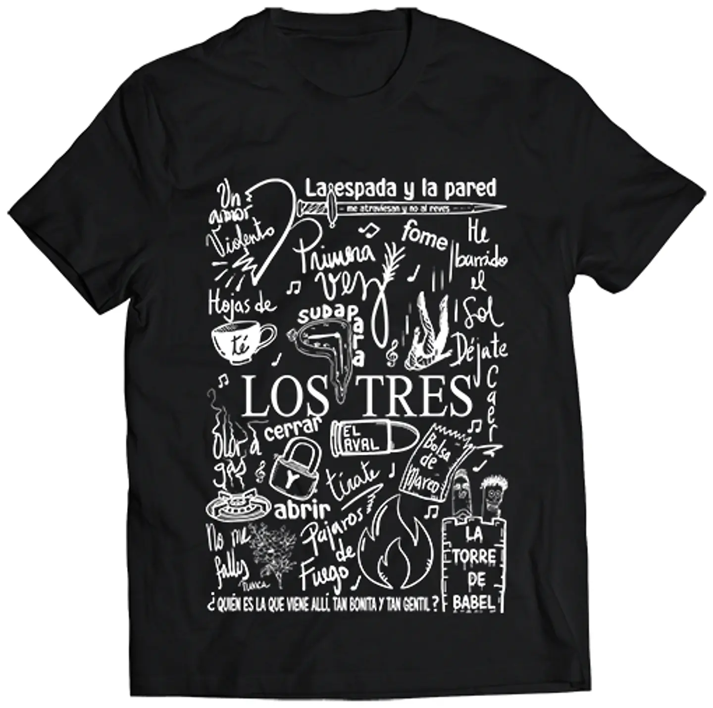 Polera Los Tres Canciones - Temazos White | Polera Música Chilena 1