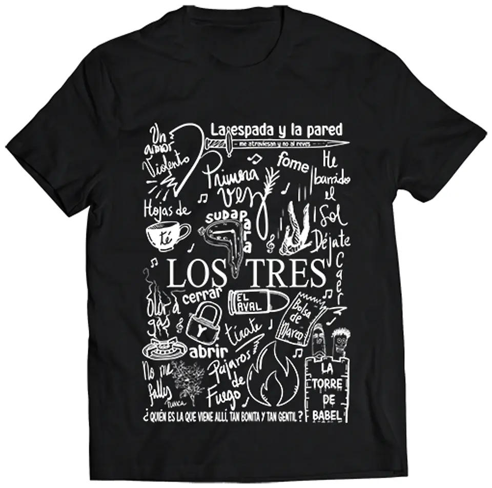 Polera Los Tres Canciones - Temazos White | Polera Música Chilena 1